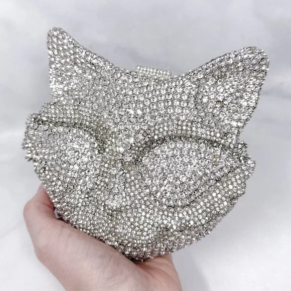 Roger Vivier Swarovski Crystal Embellished Fox Evening Clutch Purse Bag Rare Cat - Picture 4 of 16